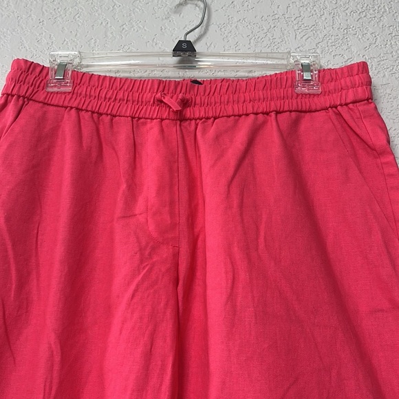 J Crew Cropped Pants Draw String Linen Bright Neon Pink size 8 - Picture 4 of 11